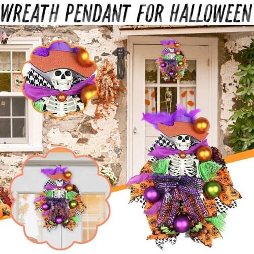 Halloween Wreath Room Corridor Haunted House Horror Party Halloween Skull Decoration Garland Ghost Festival Scary Ornaments