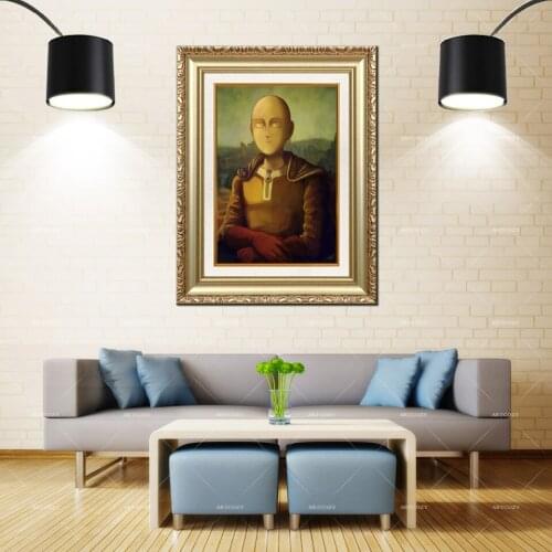 Artcozy Golden Frame Abstract One Punch Man Lisa Waterproof Canvas Painting