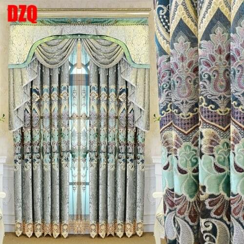 European Luxury Curtains for Living Room Water Soluble Embroidery Curtains for Bedroom Shade Valance Curtain