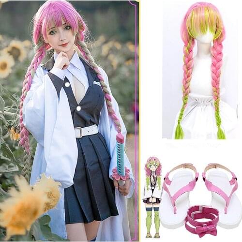 Anime Comic Demon Slayer Kimetsu No Yaiba Cosplay Costumes +wig anroji Mitsuri Cosplay Costume Women Cloth Blade Of Demon Kimono