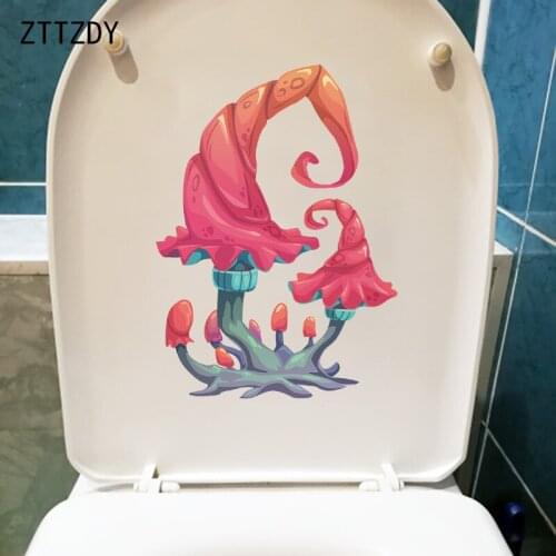 ZTTZDY 18×24.9CM Creative Cartoon Mushroom WC Toilet Decoration Home Room Wall Stickers T6-0199