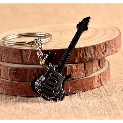 1PC Guitar Keychain Creative Design Bass Guitar Musical Instrument Keychain Gift Fashion Pendant Metal Craft MY 011