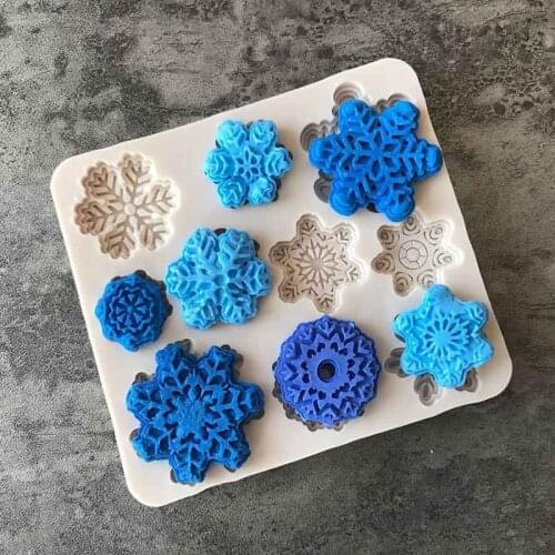 1 PCS Cake Mold Snowflake Christmas Leaf Silicone Fondant Baking Tools sugarcraft DIY Grey Cake Baking Decorating Mold Cupcake