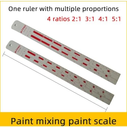 1pcs Car Paint Mixing Paint Ruler Scale Paint Mixing Sheet Metal Spray Painting Scale 2:1 and 3:1 Corrosion Resistance Length 35