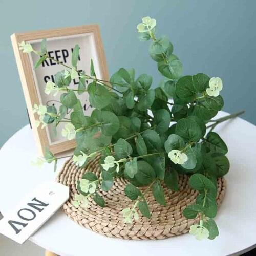 10pcs 50CM Artificial Plant 4Forks Eucalyptus Green Plant Branch Leaves Home Garden Party Decorative DIY Plant Wall Ins Photogra