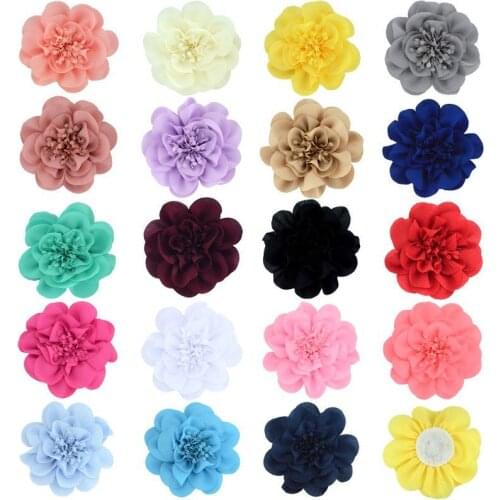 10PCS/lot 7CM Chiffon Flower Hair Ornament DIY Handmade Headwear Decor for Girls Corsage Shoes Clothing Accessories No Clips