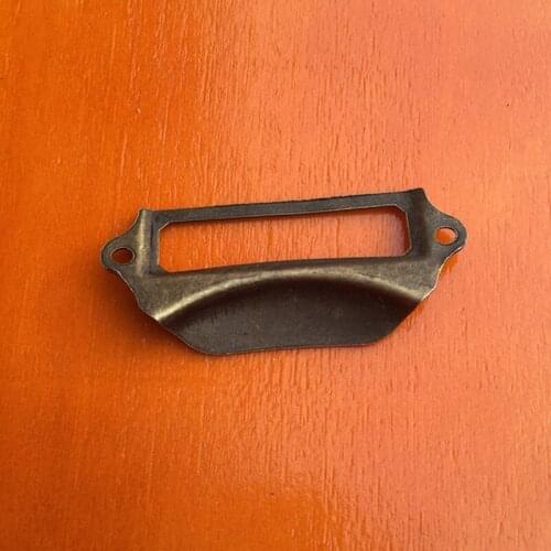 100pcs Vintage Metal Label Pull Frame Handle File Name Card Holder For Furniture Cabinet Drawer Box Case Bin