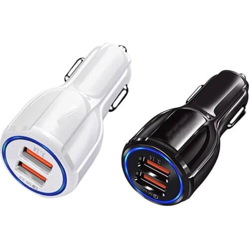 2 Pcs Car Charger Bowling Ball 6A Fast Charge Halo Car Charger Multi-Function Dual USB Car Charger, White & Black