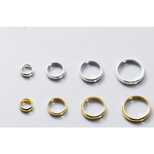 4pcs 925 Sterling Silver Round Accessories With Holes Connectors For Jewelry Making Charms Diy Earrings Materials Finding