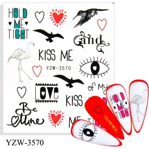 LCJ 4PCS/LOT Love Angel Flower Water Decal Sticker Flower Leaf Tree Summer DIY Slider For Manicuring Nail Art Watermarks