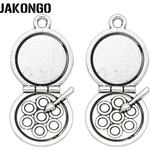 JAKONGO Antique Silver Plated Kitchen Pan Charms Pendants for Bracelet Jewelry Making Accessories DIY Handmade 33x17mm 5pcs