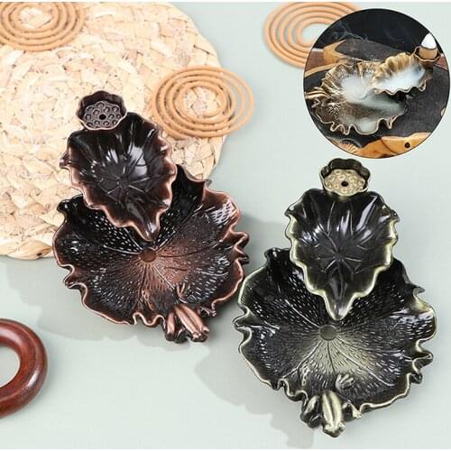Leaf Tower Incense Ceramic Burner Fragrance Holder Backflow Censer Creative Aromatherapy Smoke Reflux Incense Stick Incense