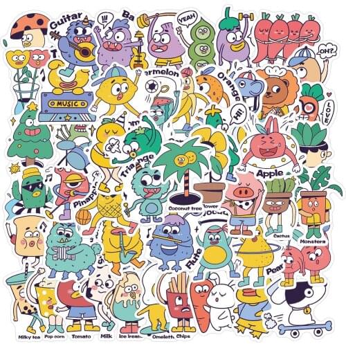 Cute Animal Cartoon Illustration Image Graffiti Stickers Suitcase Notebook School Office Stationery Decoration Supplies 50PCS