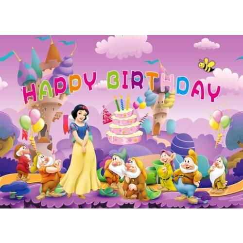 Disney Snow White Dwarfs Childrens Birthday Party Background Cloth Photo Poster Wall Decoration Party Decoration Gift Gifts