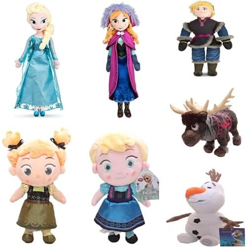 Disney Plush Doll Toys Frozen Elsa Anna Princess Olaf Sven Kristoff Stuffed Brinquedos Doll Toys For Kids Birthday Gift