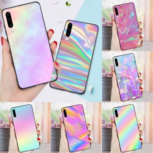 Gradient Rainbow Laser Phone Case For Huawei P 9 8 10 40 Mate 30 Honor 8 8A 20 20s 9x nova 6se 5t Y9s PSMART lite pro 2017