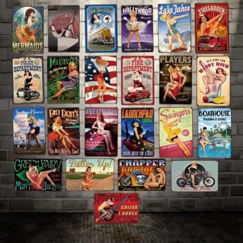 [ WellCraft ] Pin up Sexy Retro Tin Sign Posters art Vintage Mural Painting Custom Decor LT-1767
