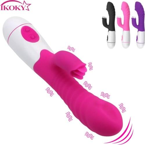 IKOKY 30 Frequency Tongue Licking Vibrator G-Spot Clitoris Stimulator Nipple Vagina Massage Sex Toys for Women Rabbit Vibrator