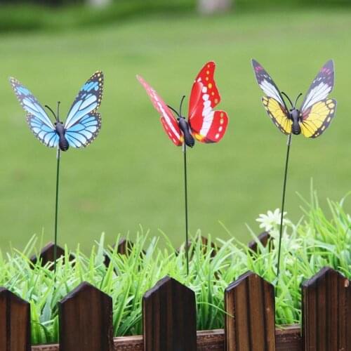 10Pcs/lot Artificial Butterflies Garden Decoration Outdoor 3D Simulation Butterfly Stakes Yard Plant Lawn Decor Stick