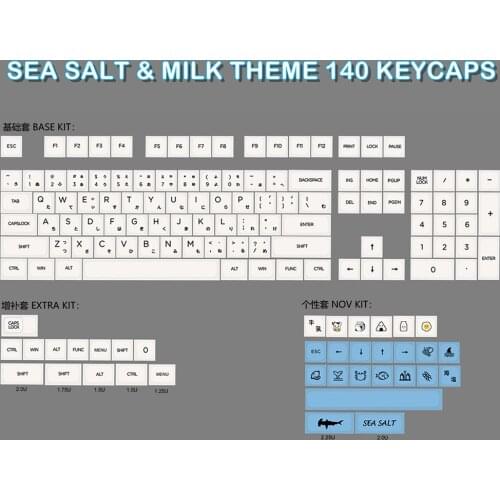 Sea Salt Milk White Keycaps For Cherry Mx Gateron Kailh Box TTC Switch Mechanical Keyboard XDA 140 Japanese English PBT Key Cap