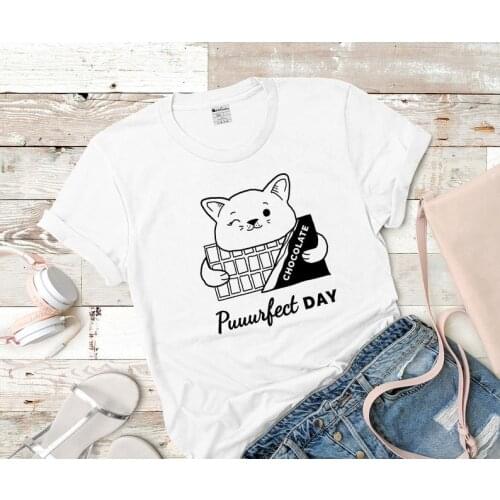 Cat lover Tshirt 100% Pure Cotton Cute funny letters T-Shirts women o-neck short sleeve Plus Size Top Tees for Ladies Girls