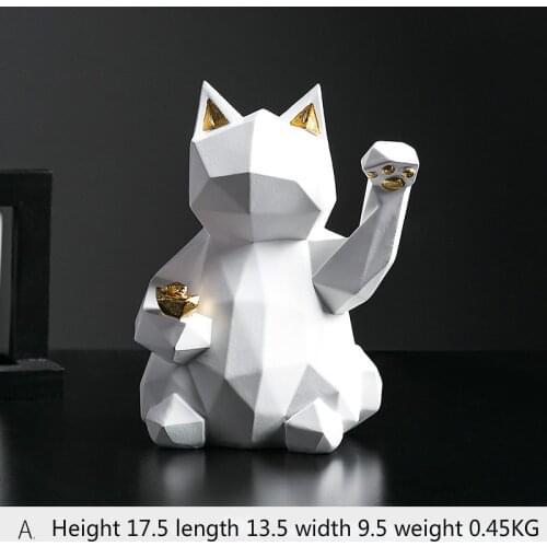 Creative Decoration Office Lucky Cat Geometry Creative Living Room Lucky Cat Home Wine Cabinet Decoration Decoration