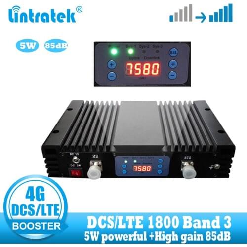 Lintratek 37dBm 85dB Gain 4g LTE Signal Booster DCS 1800 mhz Repeater GSM 4G 1800mhz Cellular Mobile Signal Amplifier