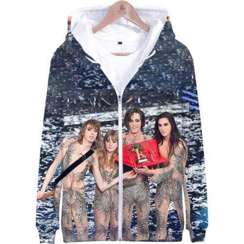 3D printed Rock band Maneskin Sweatshirts Men Women Zipper hoodies HIP HOP Punk style Personality Boy girl Kids Sweatshirts