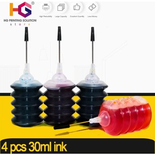 4 x 30 ML Refill Dye Ink Kit For Epson Canon Brother Lexmark Kodak Inkjet Printer replace for HP 21xl Deskjet F380 F2180 F2100