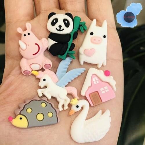 Wholesale 50pcs Wholesale Mix Hedgehog Unicorn Shoes Accessories Resin Shoe Decorations Fit Kids Croc Jibz Charm Birthday Gifts