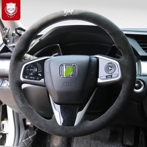 Real Alcantara suede hand-stitched grip cover for Honda steering wheel cover for New 10th Gen Civic crv FIT Accord xrv Avancier