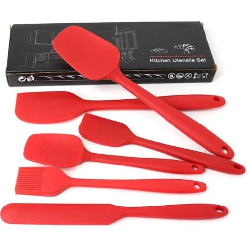 Silicone Spatula Set 6 Piece Non-Stick Heat Resistant Rubber Spatula Spoon Kitchen Baking Tools with Stainless Steel Core