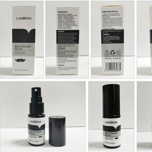 20ml Men Beard Growth Serum Spray Natural Plant Extract Thicker Fuller Mustache Care Improve Sparse Hair Nourish Follicles G99E