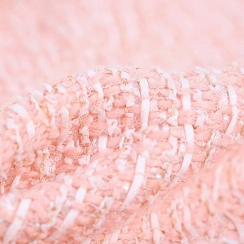142CM Wide 580G/M Weight Soft Sweet Pink Tweed Knitted Cotton Acrylic Wool Polyester Fabric for Autumn Winter Coat Jacket E1124