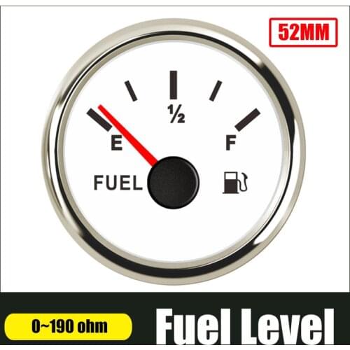 E-1/2-F 0~190 ohm Fuel Level Gauge 52mm Fuel Level Indicator With Backlight For Car Boat Motorcycle Accessories 240-33ohm