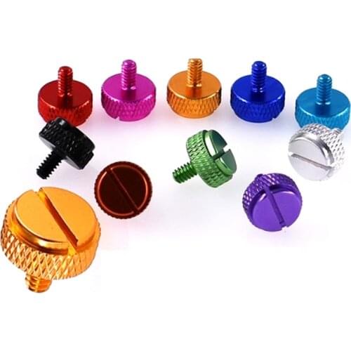 5Pcs 6#-32 Colour Aluminum Alloy Slotted Knurled Hand Screws for Computer Case Fixing Screw