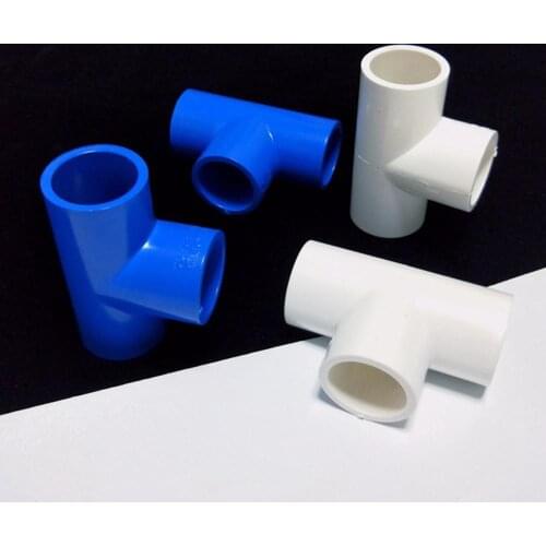 Inner Dia 20mm 25mm 32mm 40mm Equal Tee Pipe Connectors NuoNuoWell Garden Irrigation Blue PVC Thicken Water Hose Tube Adapter