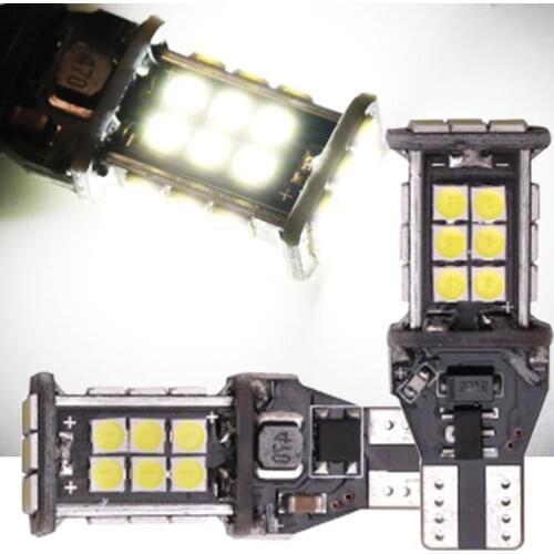 WTS 6pcs car T15 T20 Led Revers W16W 1156 Backup Light CANBUS Error Free 24SMD 3030 LED Lamp Tail Bulbs White 12V Light Source