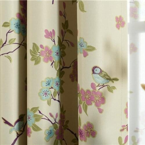 Pastoral Flowers Magpie Window Curtains for Bedeoom New American Style Sheer Fresh Full Shade Printing Curtain For Living Room