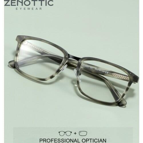 ZENOTTIC Acetate Square Prescription Eye Glasses Frames Men Anti Blue Light Lens Business Spectacle Myopia Optical Eyeglasses