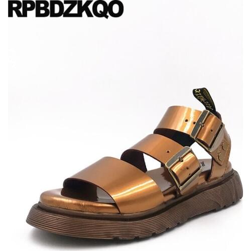 Shoes Designer Flat Ladies Summer Open Toe Gold Famous Brand Genuine Leather Women Two Strap Sandals Platform Slingback Flatform