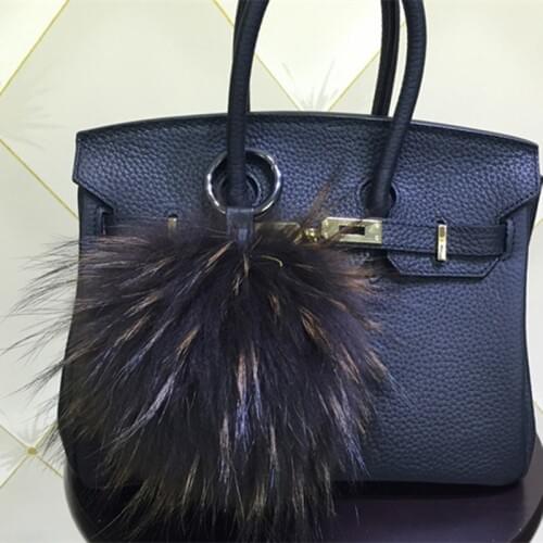 Luxury large 15cm brown Rex Raccoon Pom pom Keychain key pendant Keyrings Handbag Charm Fur Ball Key chains Pompom Key holder