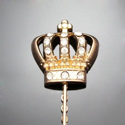 Brooch Gold Men Crown Tiara Cross Crystal Chain Lapel Pin Stick Pin Pins Tie Pin Hat Scarf Badge Rhinestone Suit shirt Sweater
