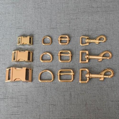 10 Sets 15mm/20mm/25mm/32mm Metal D Ring Snap Hook Adjustable Release Buckle DIY For Paracord Pet Dog Collar Leash Accessories