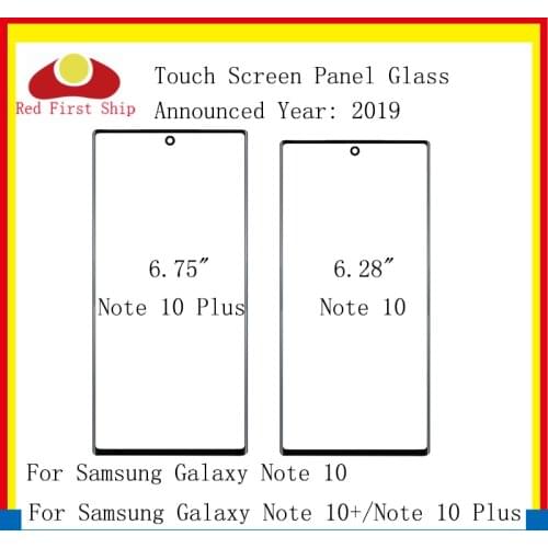 10Pcs/lot For Samsung Galaxy Note 10 N970 Front Glass Touch Screen Note 10+ Plus N975 LCD Outer Panel With OCA Hollow Glue
