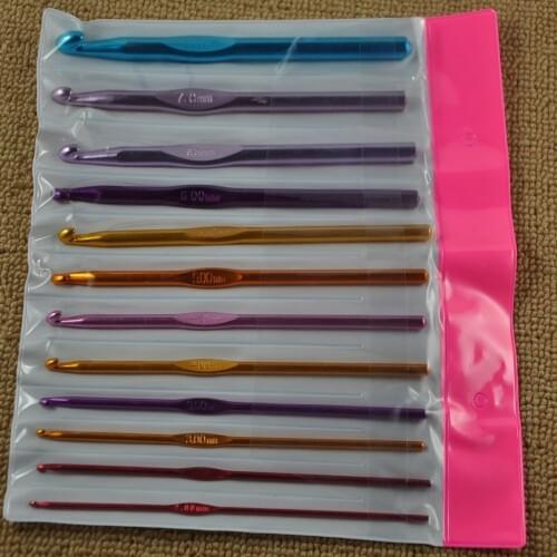 12pc/set 15set/lot Multicolor Crochet Hook Knitting Needlework Kits Metal Hook Needle set DIY hand tool handcrafts NEEDLE-704102