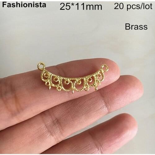 20 pcs Brass Filigree Long Connectors 25*11mm,Raw Brass 2 to 3 Lace Jewelry Link,Handmade Crafts Supplies -Free Shipping