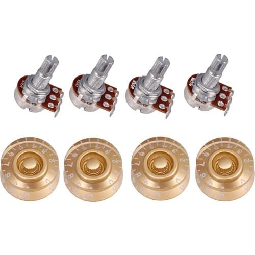 4 Pcs Guitar Potentiometer Audio Pots A500K B500K 18mm Replacement & 4 Pcs Guitar Volume Tone Control Knobs