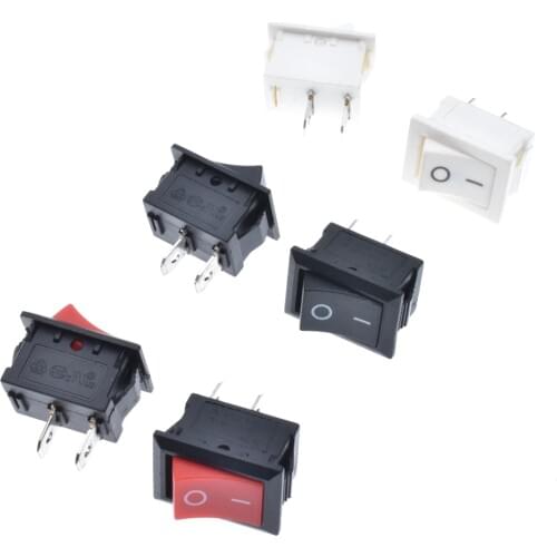 50pcs 15*21mm 2 Pin SPST ON/OFF Boat Rocker Switch 6A250V 10A125V KCD1-101 Snap-in Red Rocker Switches