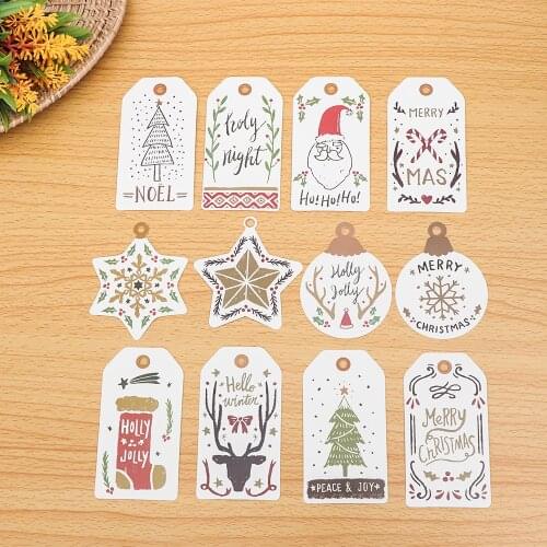 50PCS Handmade/Thank You DIY Crafts Hang Tag Multi Style Kraft Paper Tags Gift Wrapping Supplies Labels For Christmas Favors